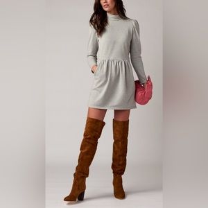 Rebecca Taylor La Vie Grey Long Sleeve Jersey Dress Small